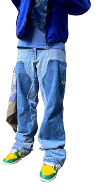 Multi-Tone Reconstructed Patchwork Flare Jeans